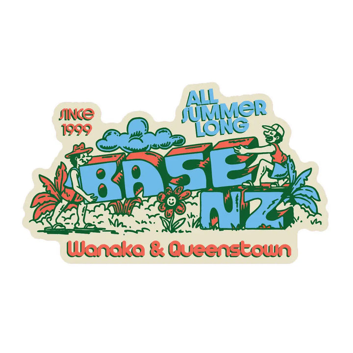 BaseNZ All Summer Long Large Sticker - Blue / Red