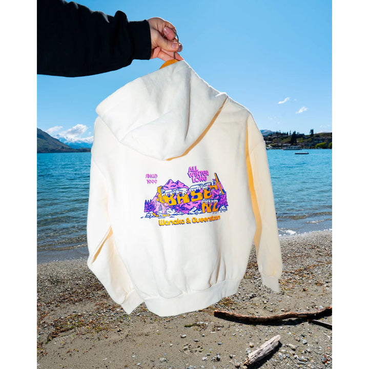 BaseNZ All Winter Long Box Hood Womens - Ecru / Purple / Pink / Orange
