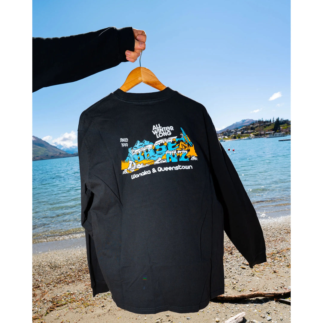 BaseNZ All Winter Long Heavy Faded Long Sleeve Tee Mens - Faded Black / Orange / Blue