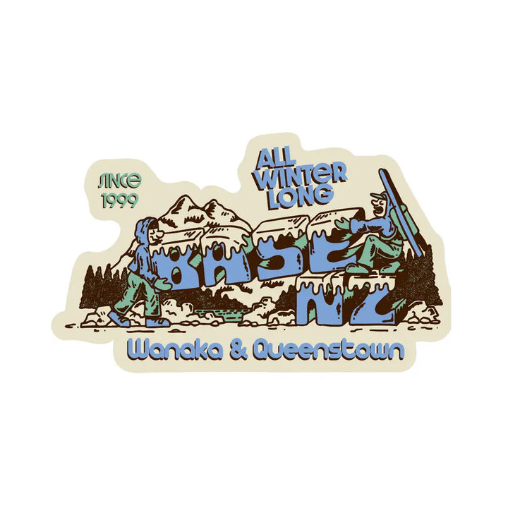 BaseNZ All Winter Long Large Sticker - Green / Blue / Black