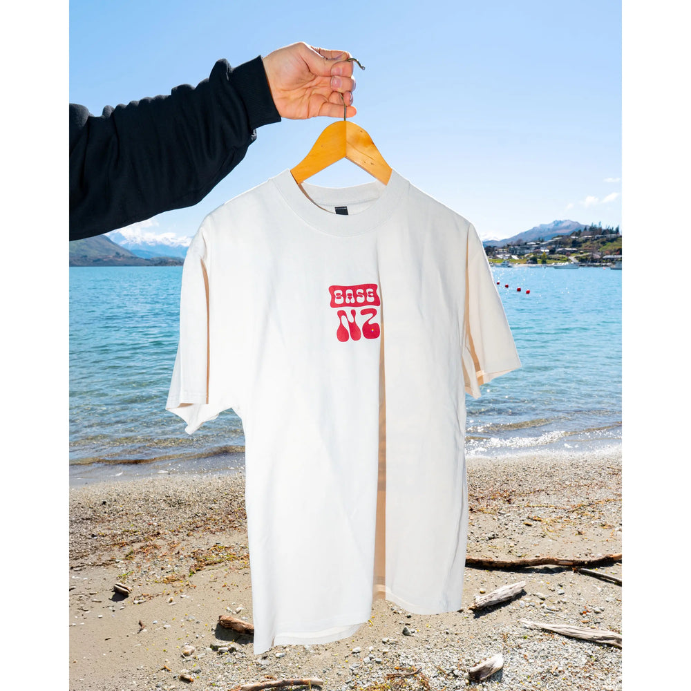BaseNZ Mens Mountain Base Heavy Faded T-Shirt - Faded Bone / Sangria