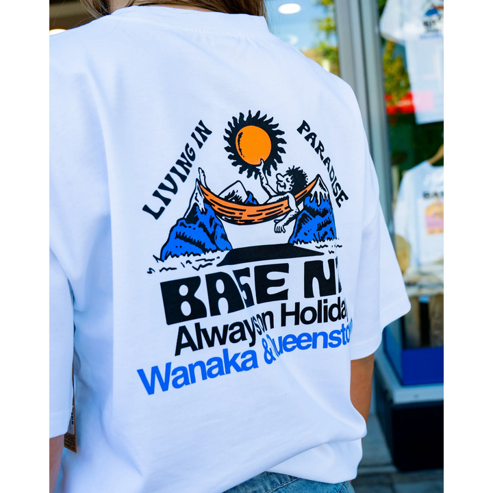 BaseNZ Mens Paradise Heavy T-Shirt - White / Blue