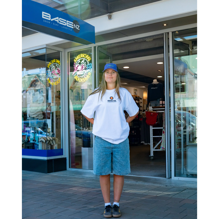 BaseNZ Mens Paradise Heavy T-Shirt - White / Blue