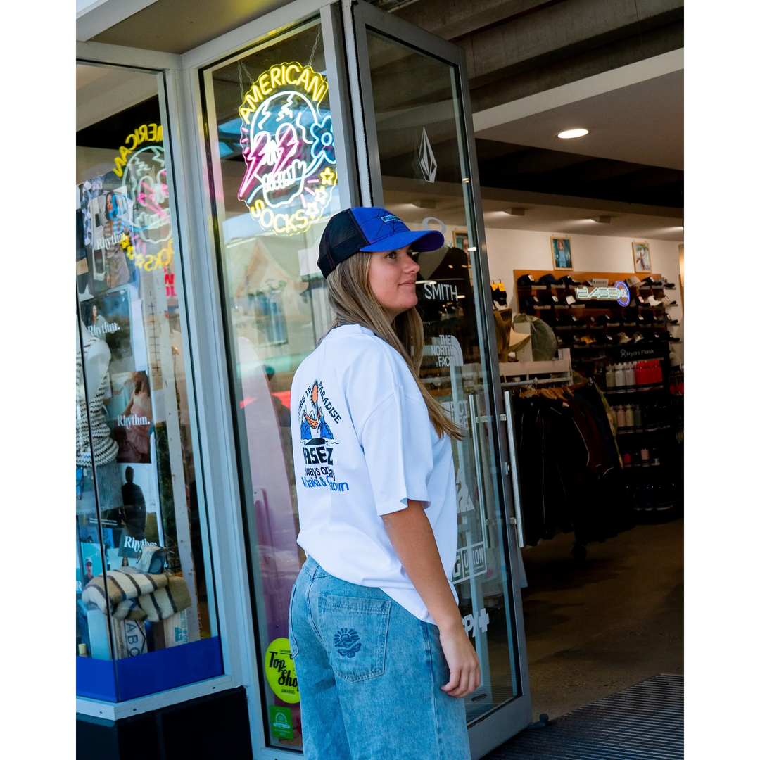 BaseNZ Mens Paradise Heavy T-Shirt - White / Blue