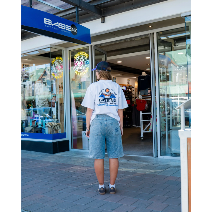 BaseNZ Mens Paradise Heavy T-Shirt - White / Blue