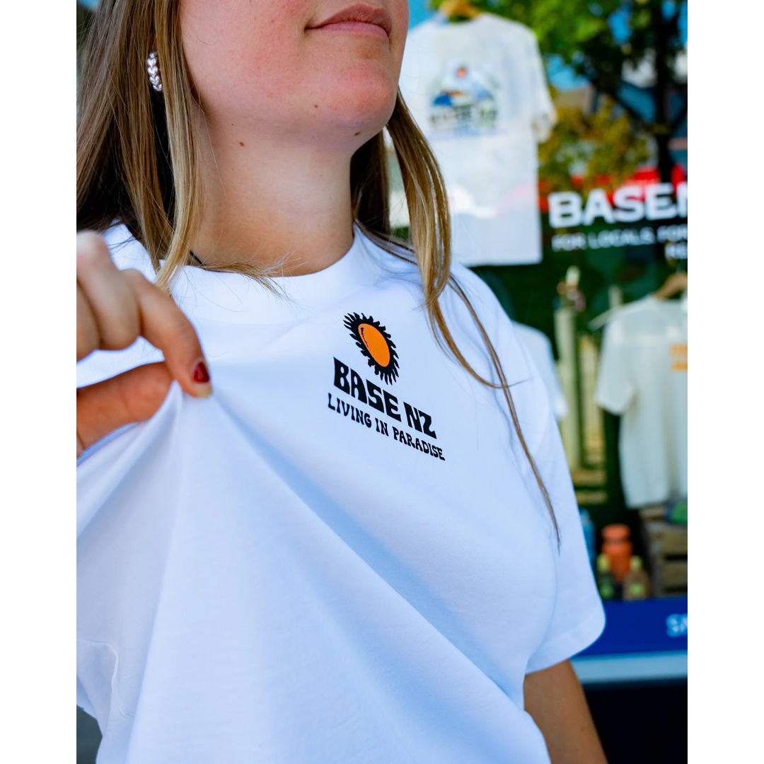 BaseNZ Mens Paradise Heavy T-Shirt - White / Blue
