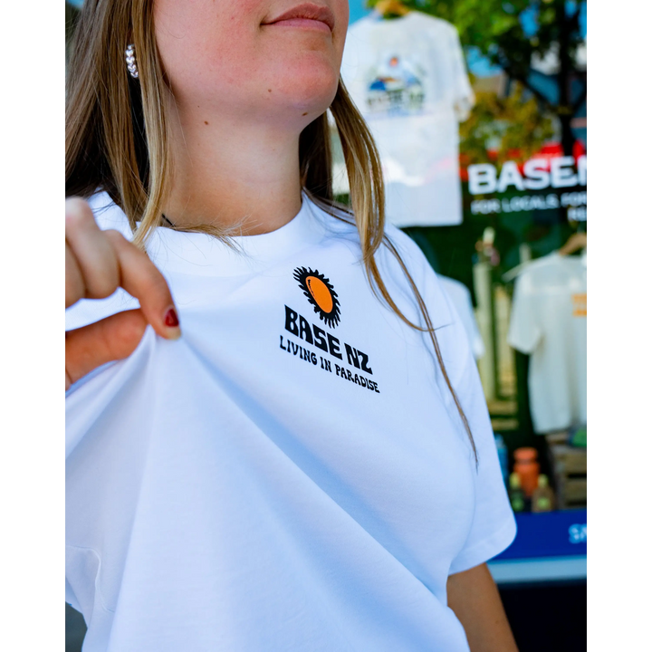 BaseNZ Mens Paradise Heavy T-Shirt - White / Blue