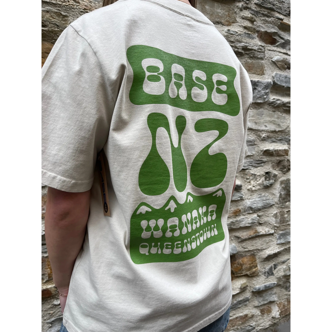 BaseNZ Womens Mountain Base Heavy T-Shirt Faded Bone / Kashmir XS 