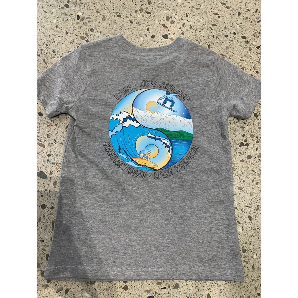 BaseNZ Yinyang Youth Tee Grey Marle 8Y 