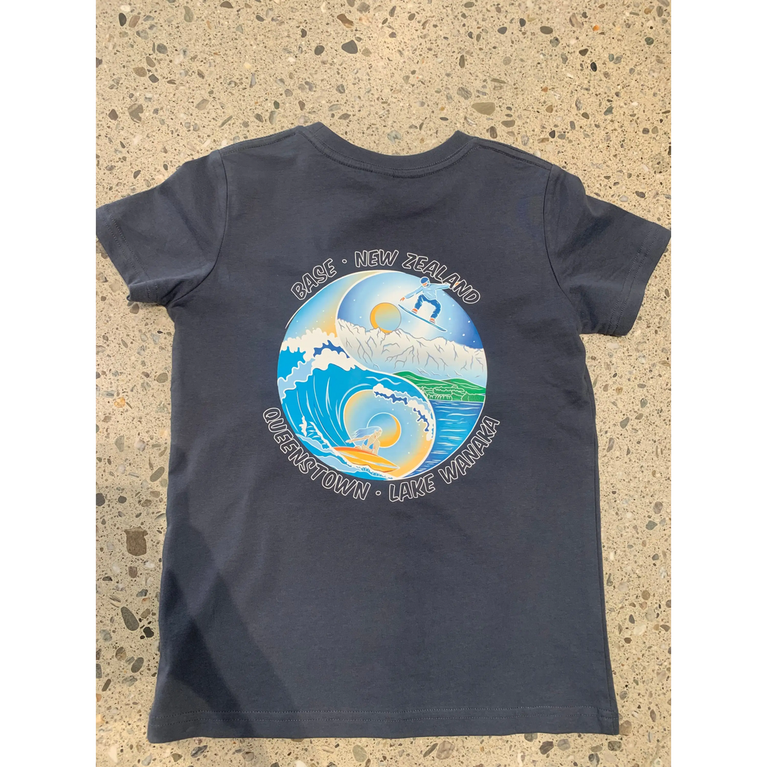 BaseNZ Yinyang Youth Tee Petrol Blue 8Y 
