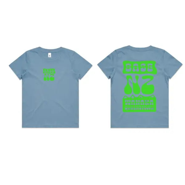 BaseNZ Youth Mountain Base 2 Tee - Dusty Blue / Lime / 8 - FKTEE