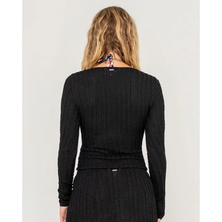 Rusty I Kissed A Pearl Lace Wrap Long Sleeve Top 