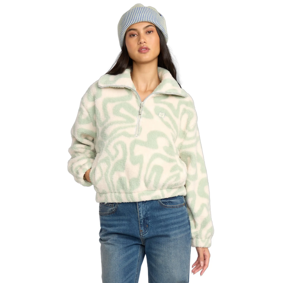 Billabong Barra Half Zip Fleece - Green Haze / 8