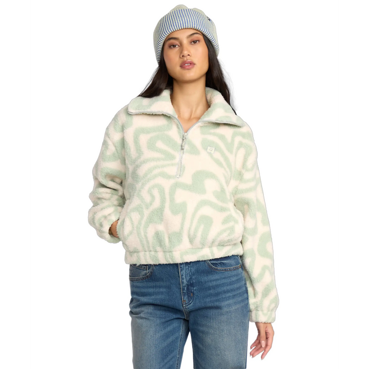 Billabong Barra Half Zip Fleece - Green Haze / 8