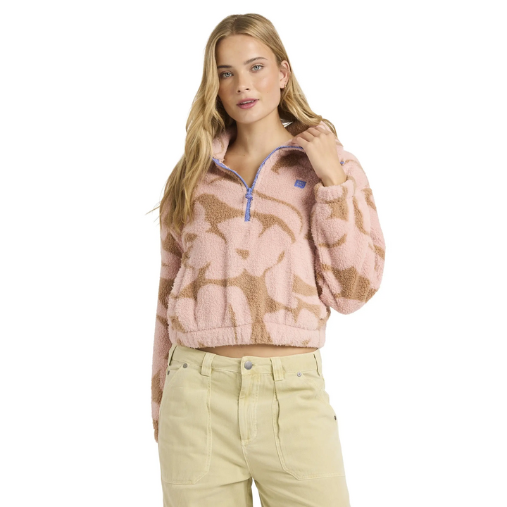 Billabong Barra Half Zip Fleece - Rose Brown / 8