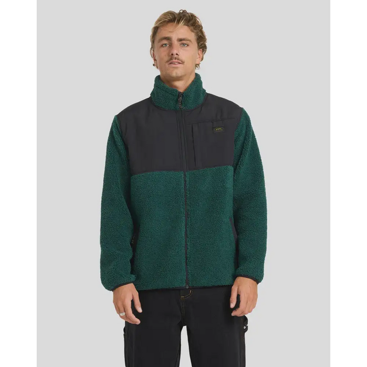 Billabong Boundary Summit Mock Neck Zip Up Fleece Jacket - Pine Green / S