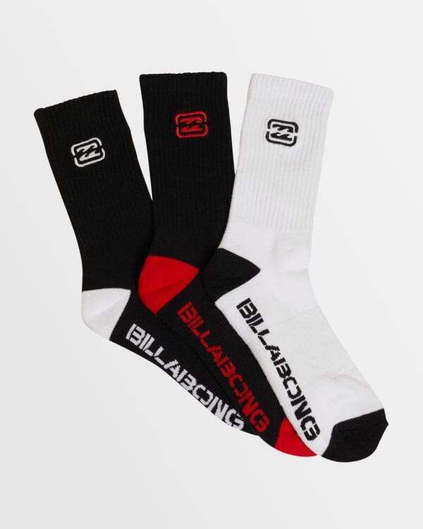 Billabong Bracket Wave 3 Pack Crew Socks 