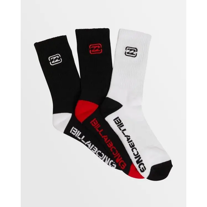 Billabong Bracket Wave 3 Pack Crew Socks 