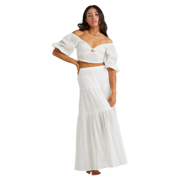 Billabong Del Sole Puff-Sleeve Crop Top 