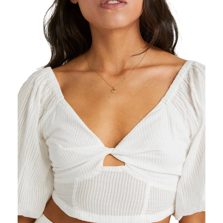 Billabong Del Sole Puff-Sleeve Crop Top 