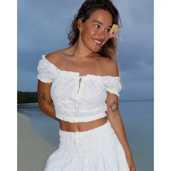 Billabong Sunny Broderie Crop Top