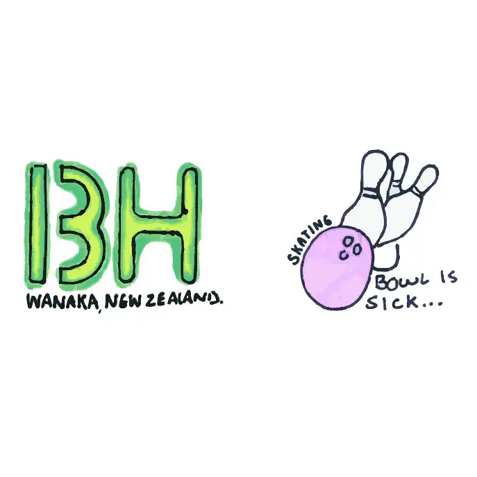 Boardhouse Stencil Bowls Sticker - Green / Purple