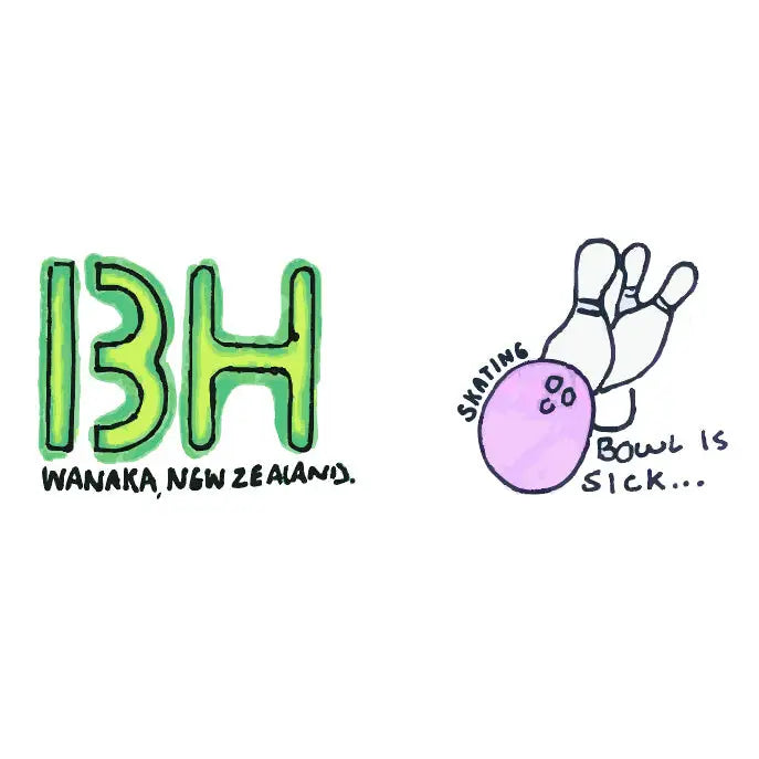 Boardhouse Stencil Bowls Sticker - Green / Purple