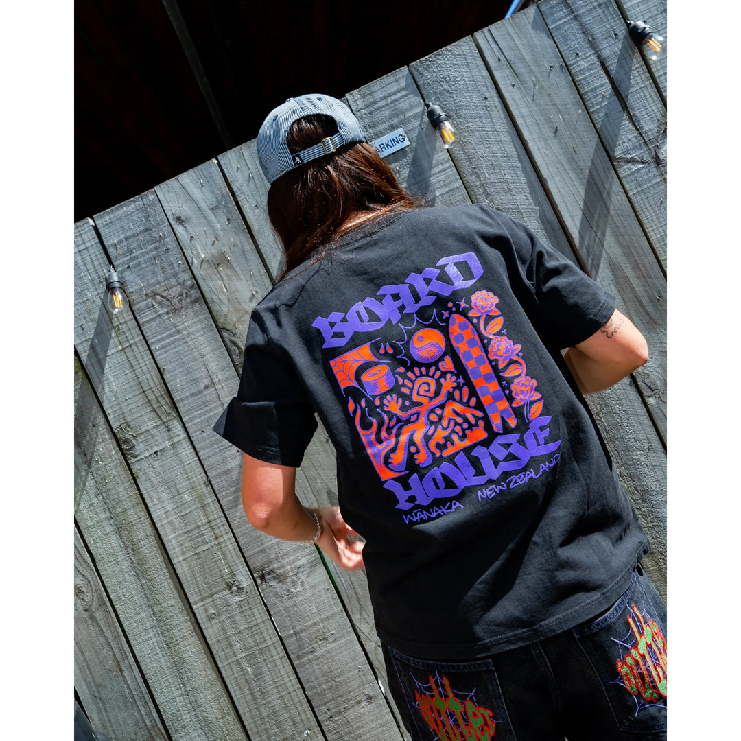 Boardhouse Stick Man Womens T-Shirt - Black / Grey / XS