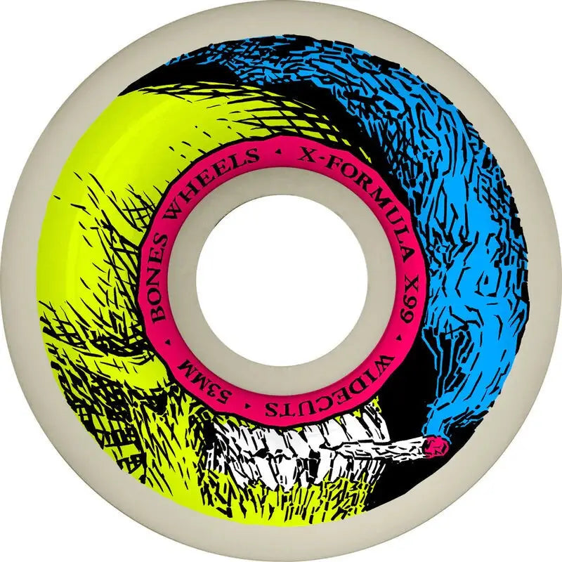 Bones X-Formula Smokin Skull V6 Wide-Cut 99A Skate Wheels - 53mm