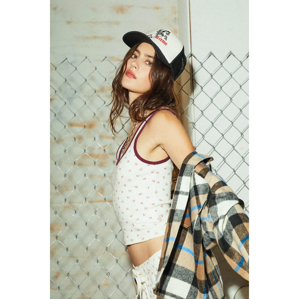 Brixton Off Duty A-Tank Top - Floral Pointelle 