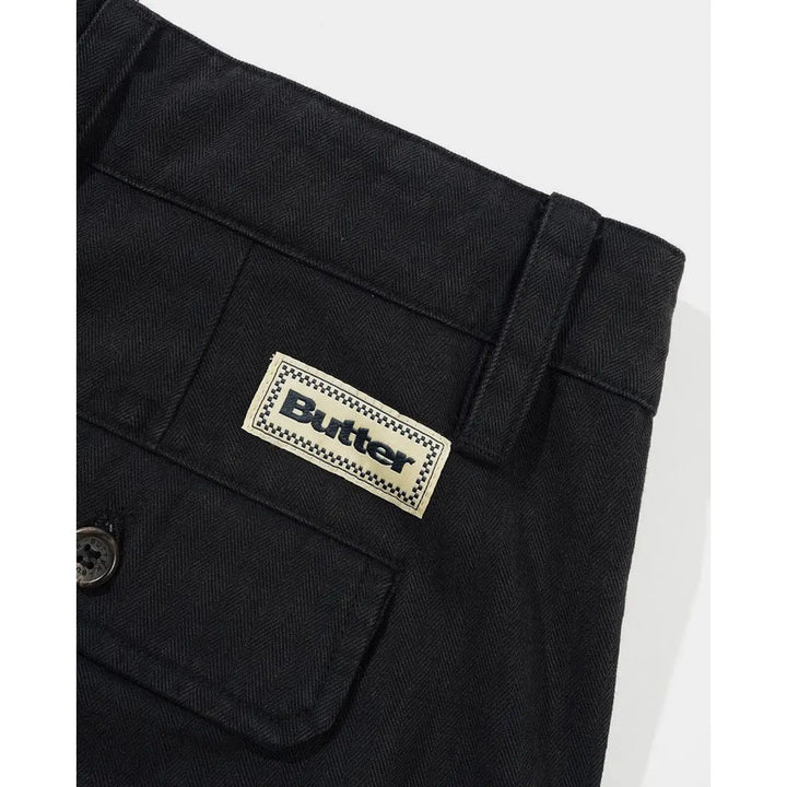 Butter Goods Pleated Shorts - Washed Black