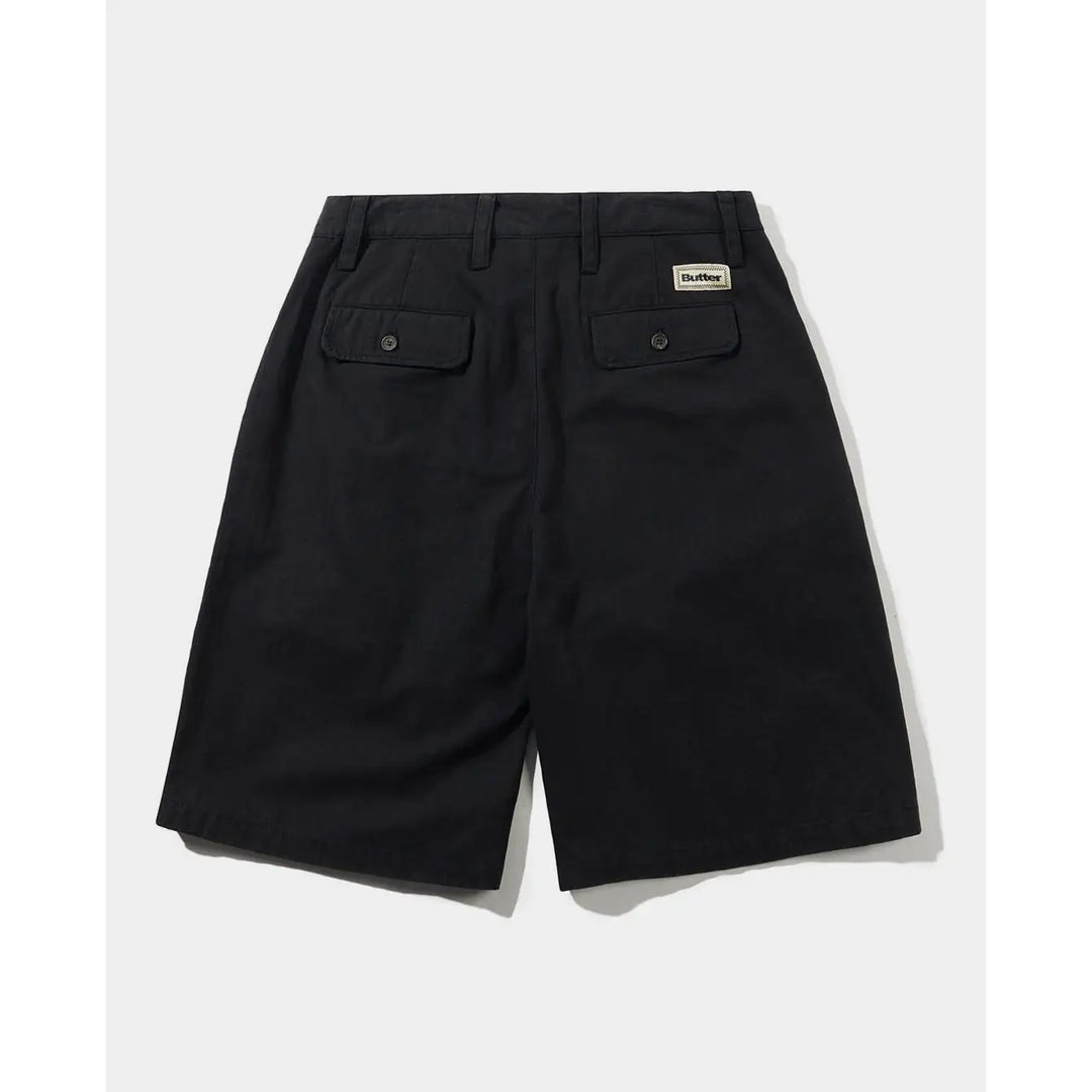 Butter Goods Pleated Shorts - Washed Black