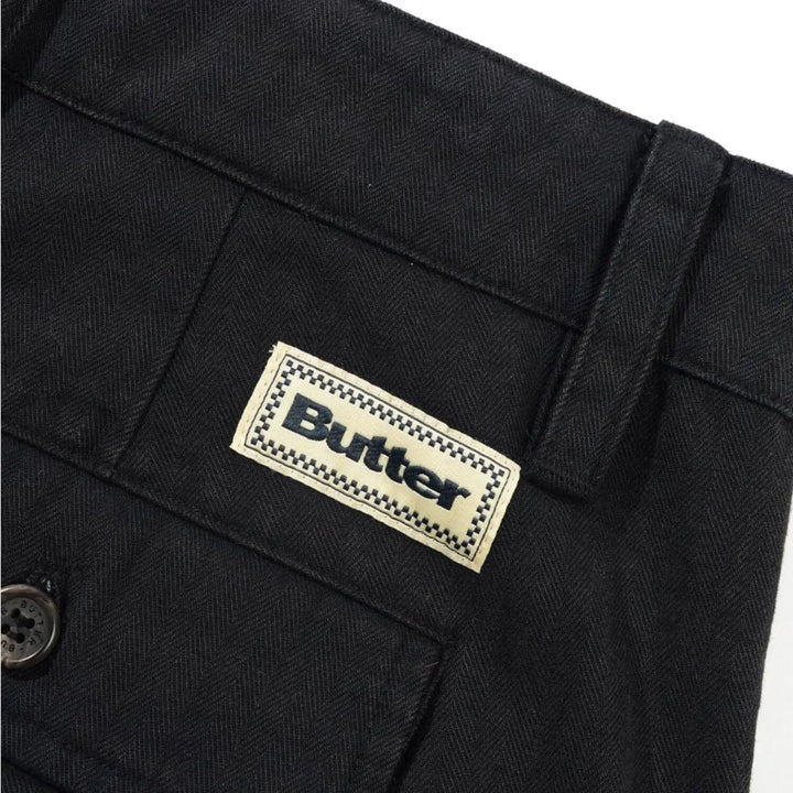 Butter Goods Pleated Trousers - Washed Black 