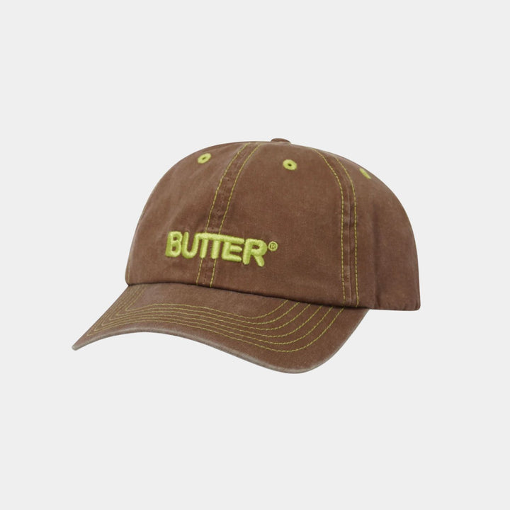 Butter Goods Rounded Logo 6 Panel Cap - Washed Pecan 