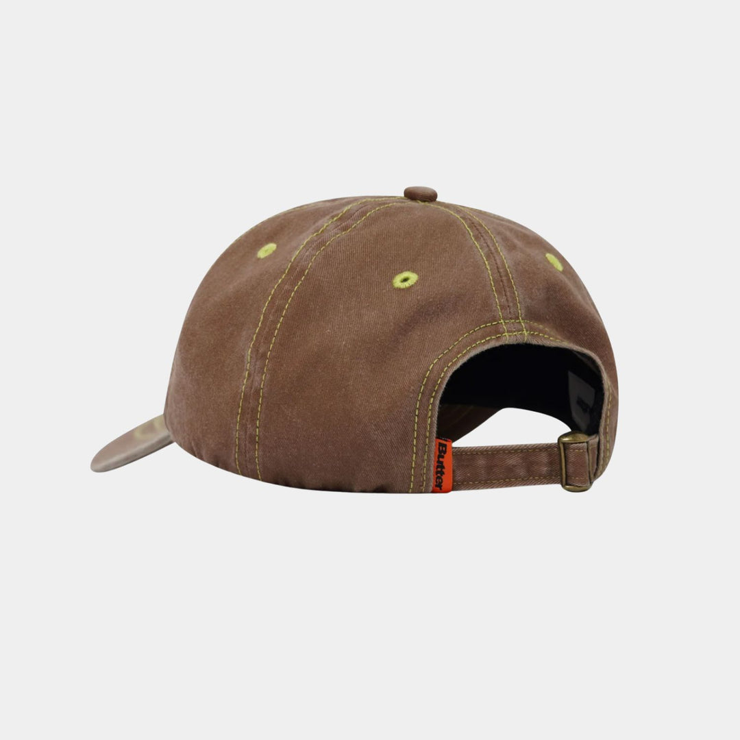 Butter Goods Rounded Logo 6 Panel Cap - Washed Pecan 
