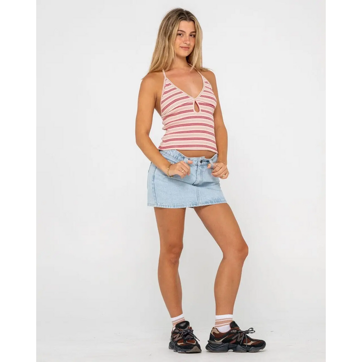 Rusty Emma Cut Out Halter Neck Top Multi Stripe 6 