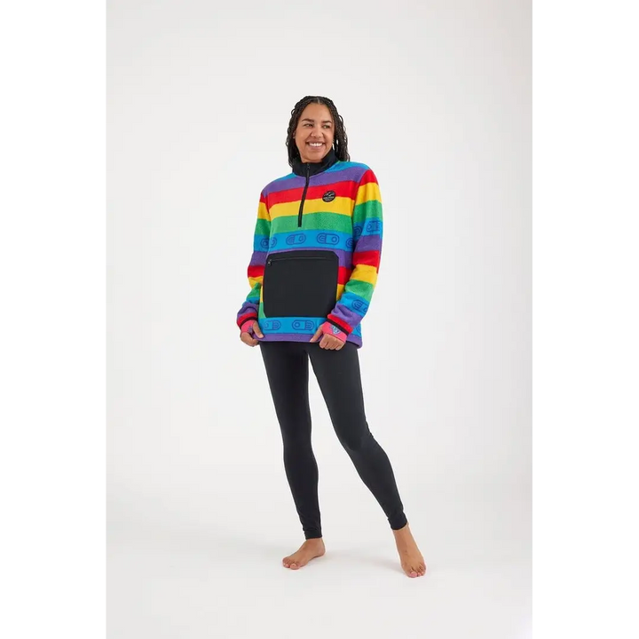 Airblaster Fleece Half Zip Rainbow Stripe XS 