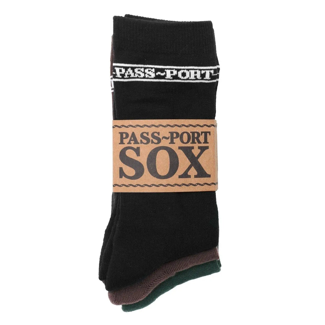 Passport Hi Sox 3-Pack Socks - Black / Choc / Forest 
