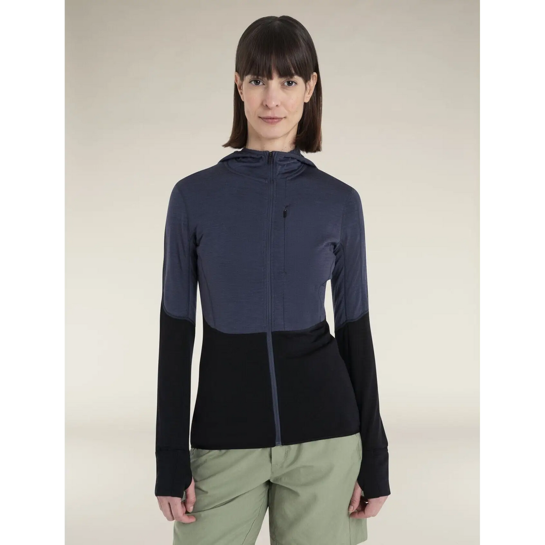 Icebreaker Womens Merino Blend 200 Realfleece Descender Long Sleeve Zip Hoodie 