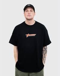 Caution Bolt Outline Heavy T-Shirt Black S 