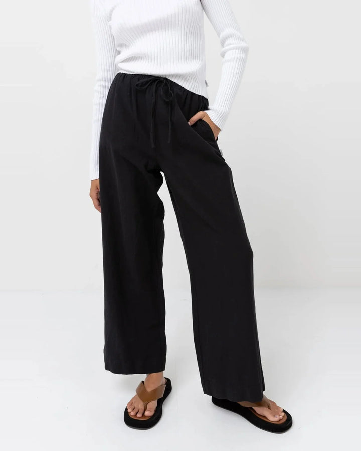 Rhythm Classic Drawstring Pants - Black
