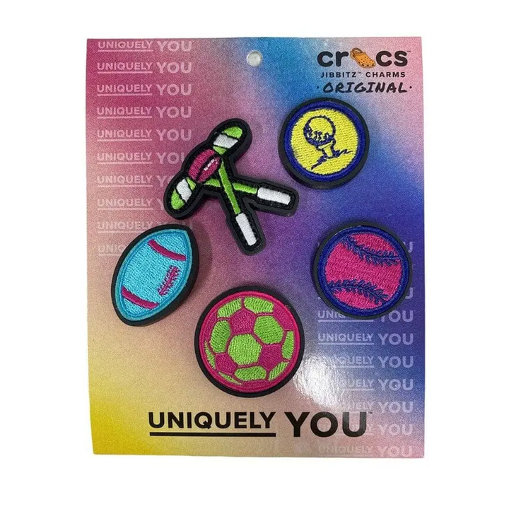 Jibbitz Packs Neon Sports Patches 5 Pack 