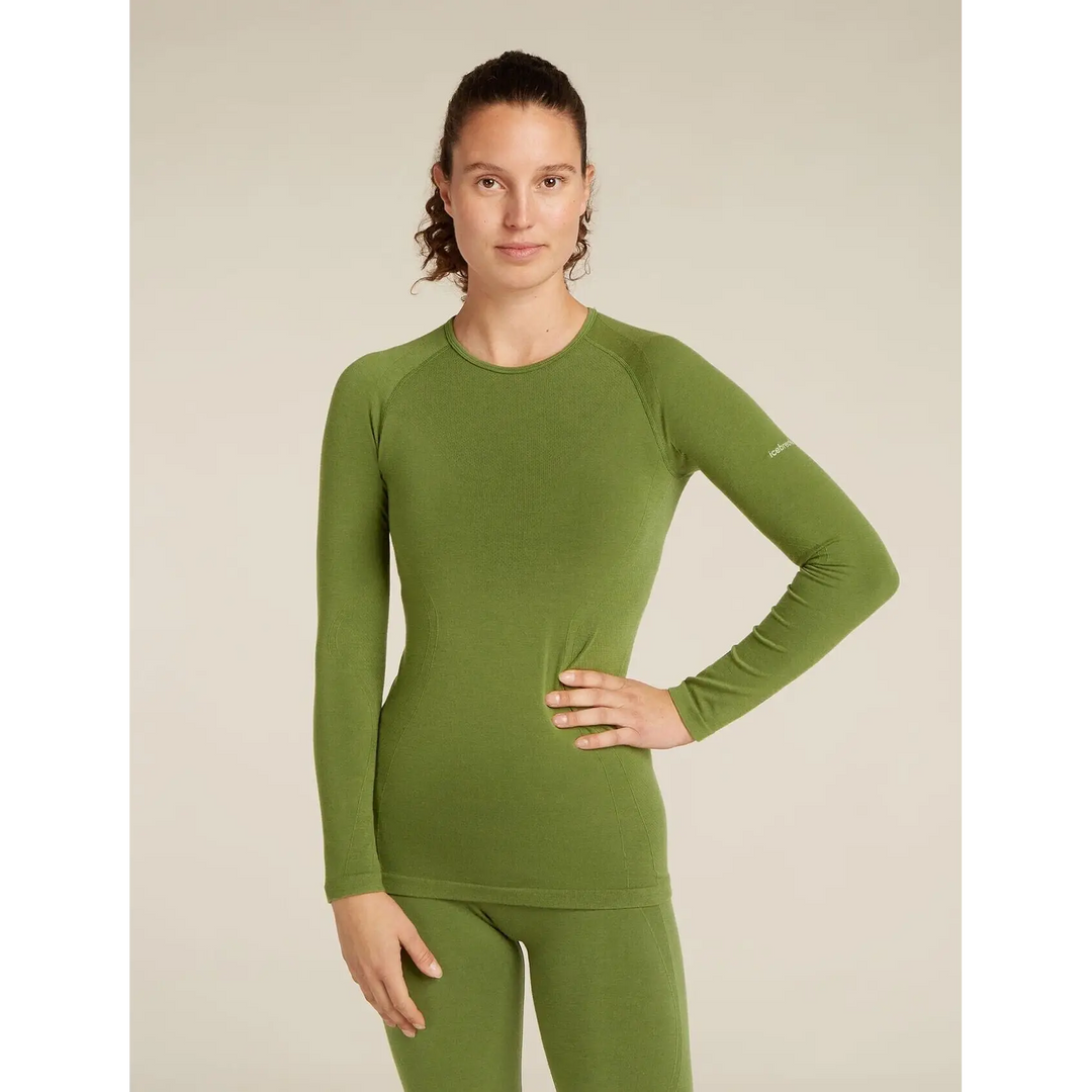 Icebreaker Womens Merino Blend 260 ZoneKnit Seamless Long Sleeve Crewe Sphagnum S 