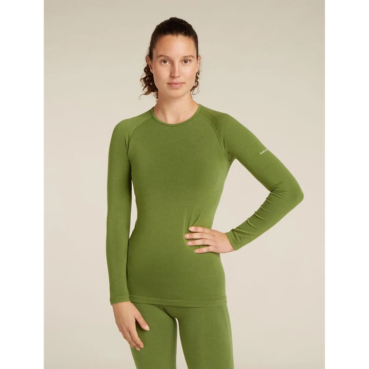Icebreaker Womens Merino Blend 260 ZoneKnit Seamless Long Sleeve Crewe Sphagnum S 