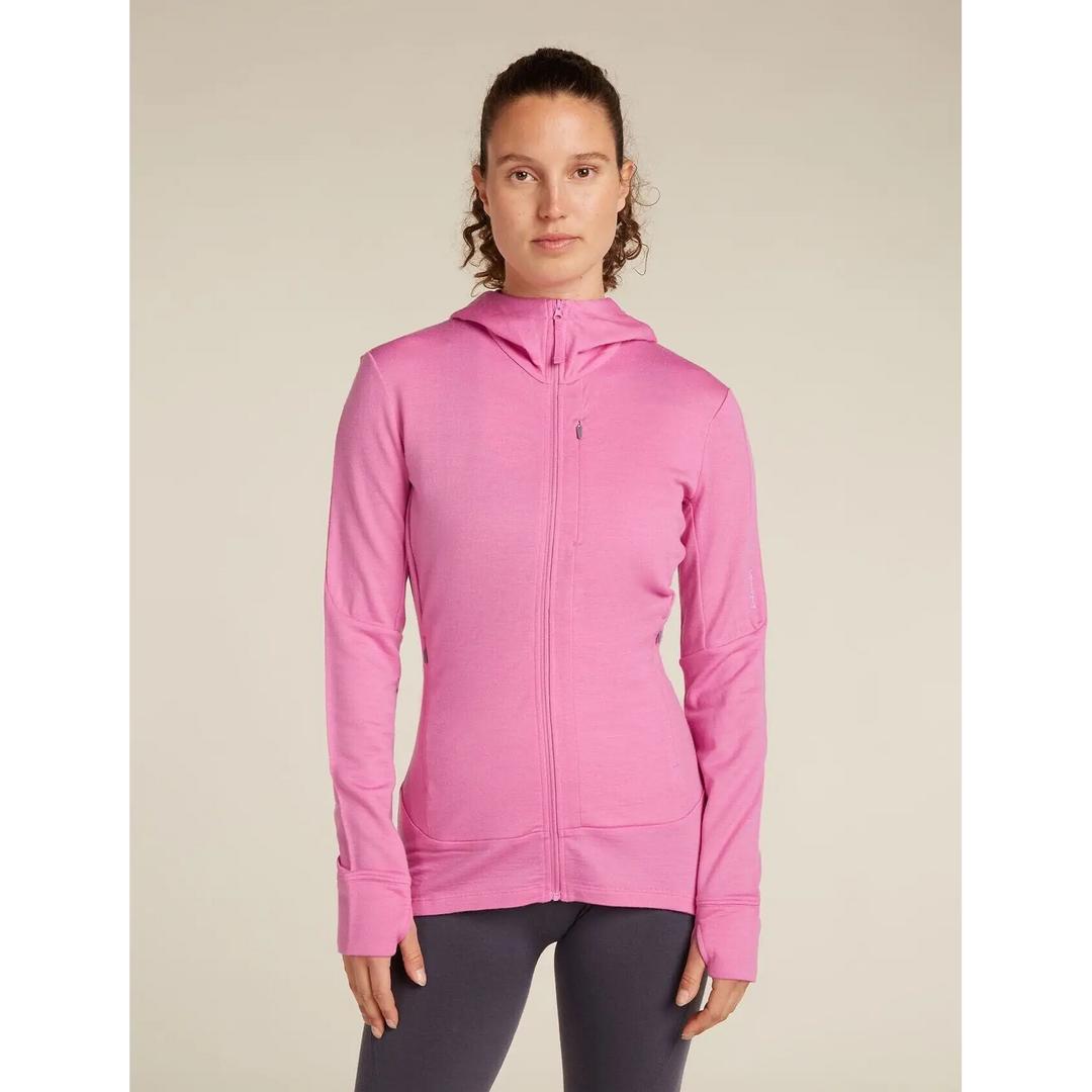 Icebreaker Womens Merino 260 Quantum Long Sleeve Zip Hoodie Pop S 