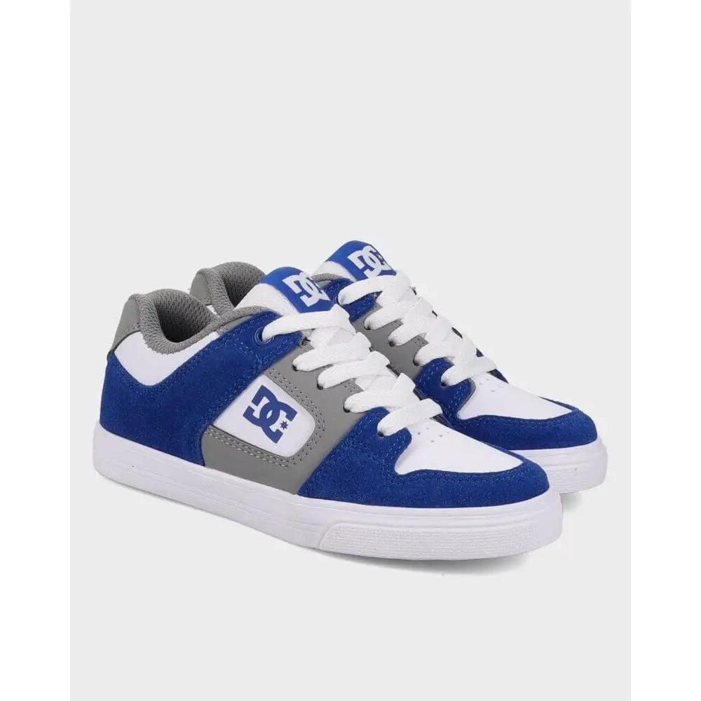 DC Pure Youth Skate Shoes - White / Blue / Grey 