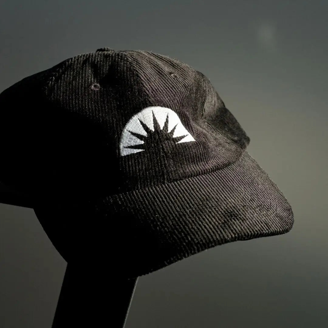 Deco Sunburst Corduroy 6 Panel Cap - Black