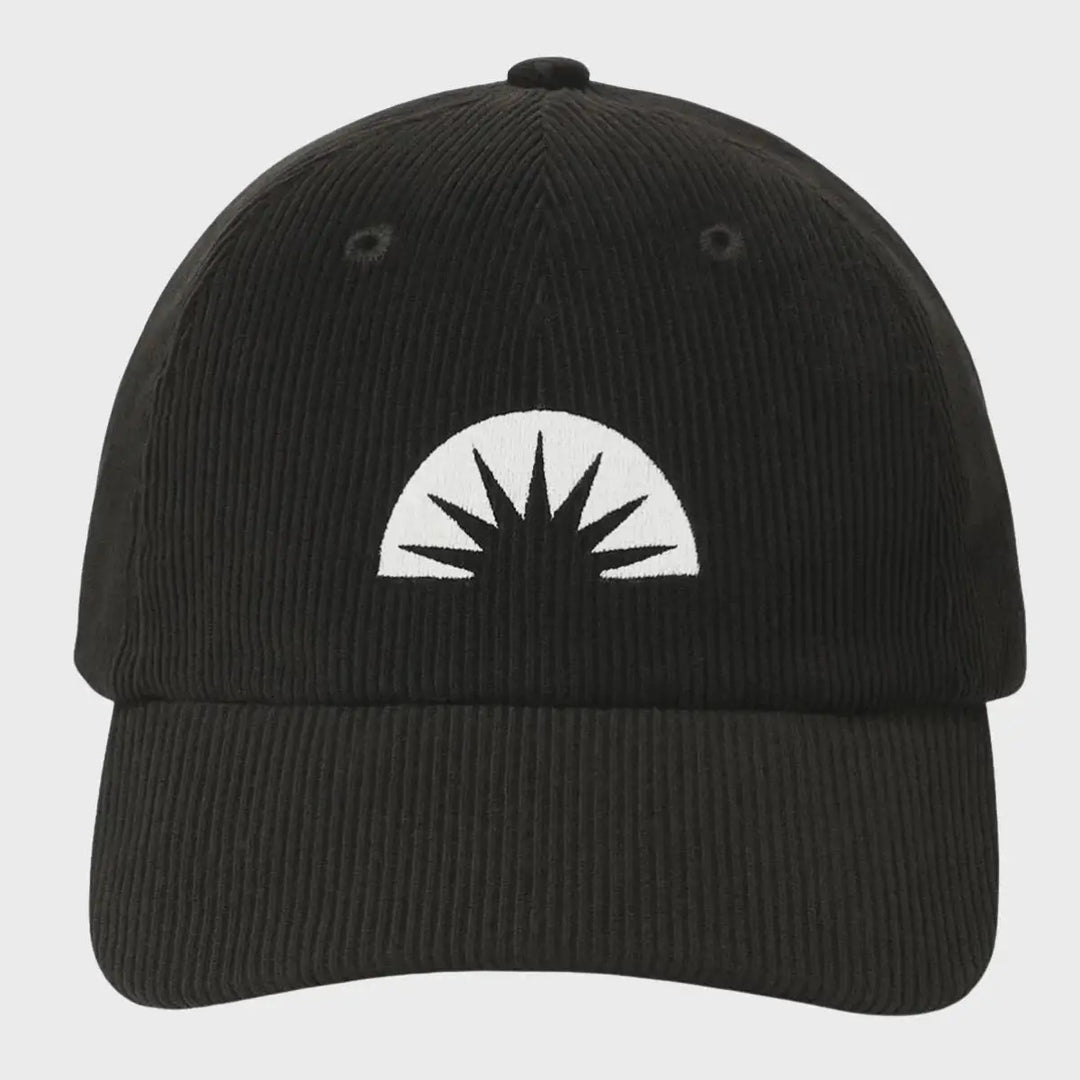 Deco Sunburst Corduroy 6 Panel Cap - Black