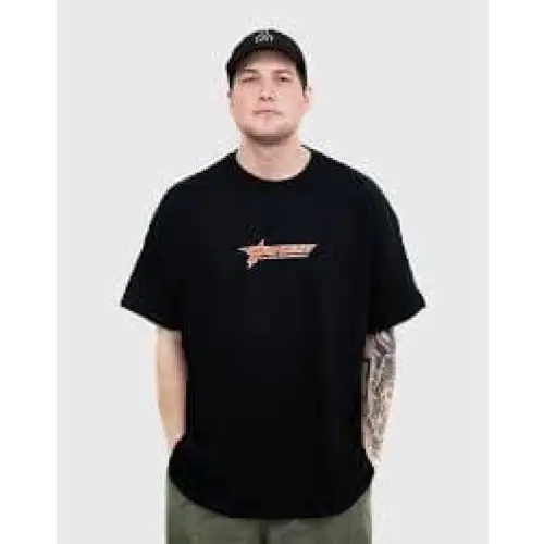 Caution Bolt Outline Heavy T-Shirt Black S 