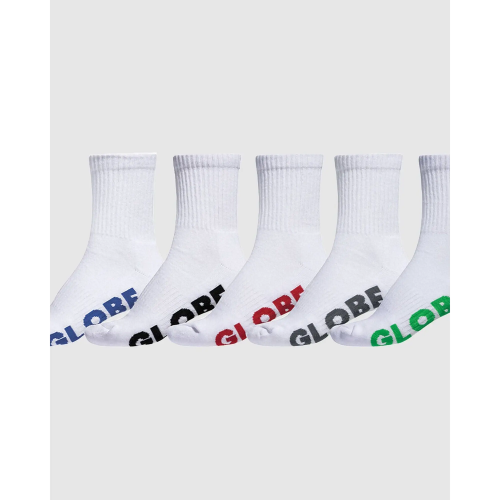 Globe Stealth Crew Socks 5 Pack White 